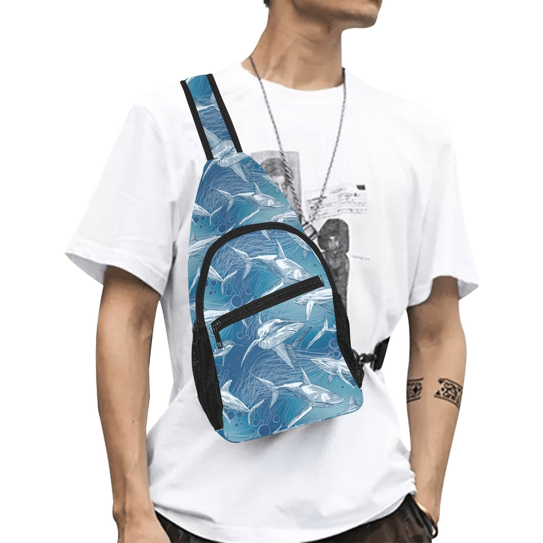 Shark hand drawn All Over Print Chest Bag