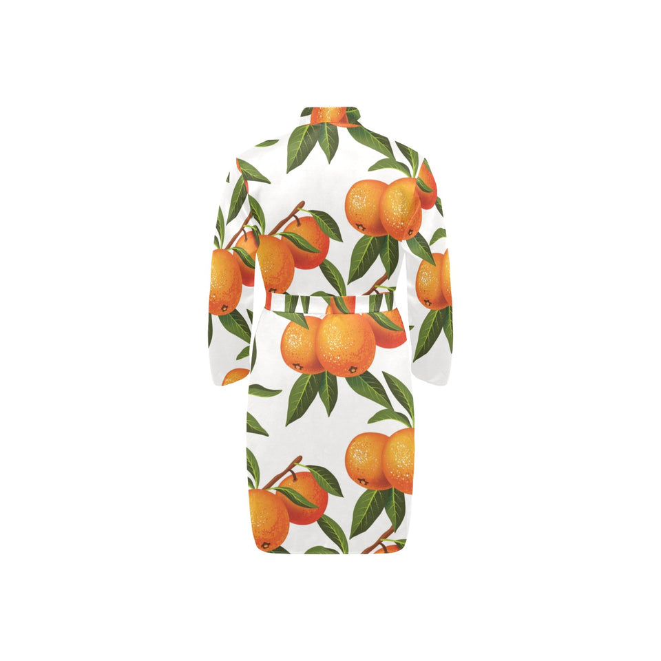 Oranges pattern background Men's Long Sleeve Belted Night Robe
