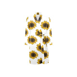 Sunflower pattern Men's Long Sleeve Belted Night Robe