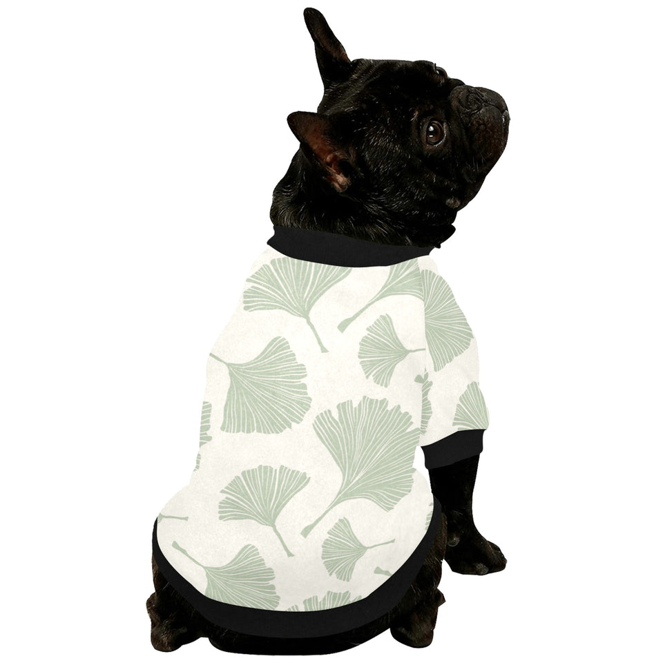 Ginkgo leaves pattern All Over Print Pet Dog Round Neck Fuzzy Shirt
