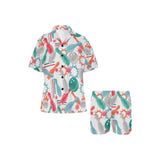Watercolor bowling pattern Women's V-Neck Short Pajama Set
