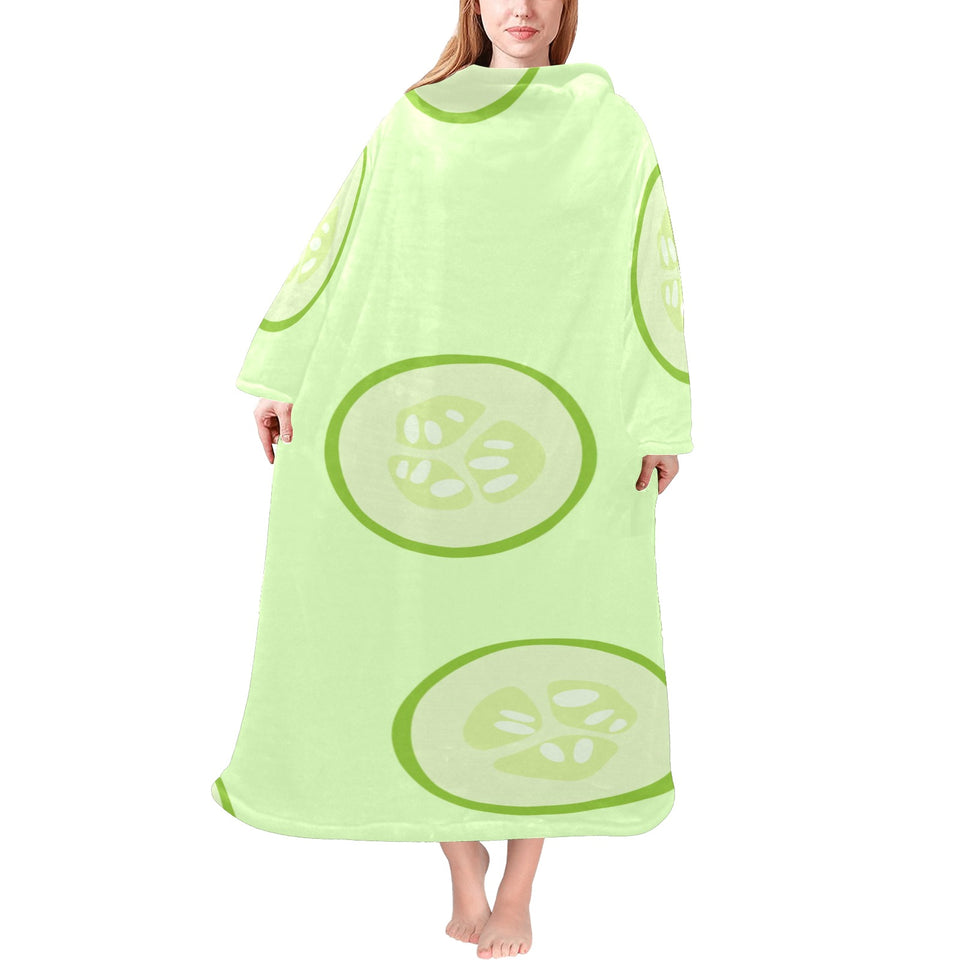 Cucumber pattern Blanket Robe with Sleeves