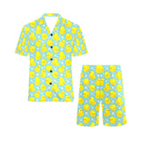 Duck Pattern Print Design 03 Men's V-Neck Short Pajama Set