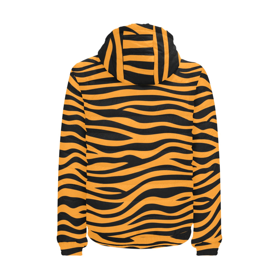 Bengal tigers skin print pattern background Men's Padded Hooded Jacket