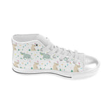 Cute Rhino pattern Women's High Top Canvas Shoes White