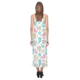 Colorful shell pattern V-Neck Open Fork Long Dress
