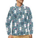 Cute rabbit pattern Men's Long Sleeve Polo Shirt
