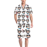 Cute ninja design pattern Men's V-Neck Short Pajama Set