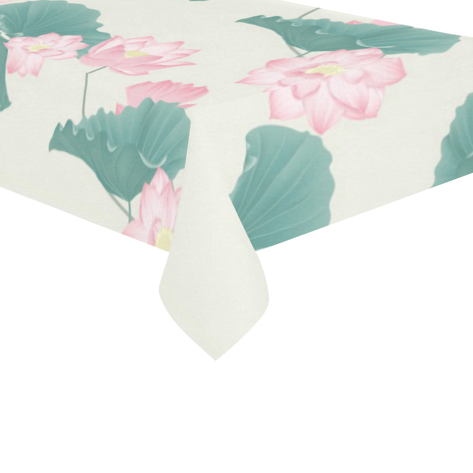 Pink lotus waterlily leaves pattern Tablecloth