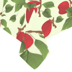 Red apples leaves pattern Tablecloth