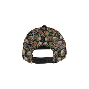 Skull rose humming bird flower pattern All Over Print Snapback Cap