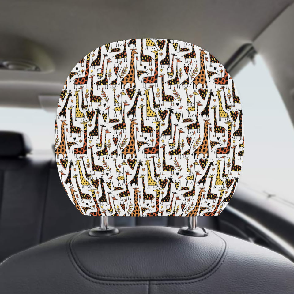 Giraffe Pattern Print Design 05 Car Headrest Cover