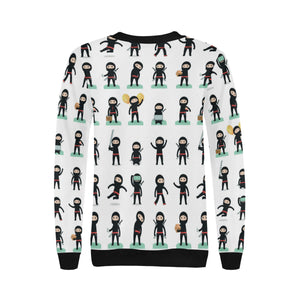 Cute ninja katana sword pattern Women's Crew Neck Sweatshirt