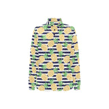Pineapples pattern striped background Women's Long Sleeve Polo Shirt