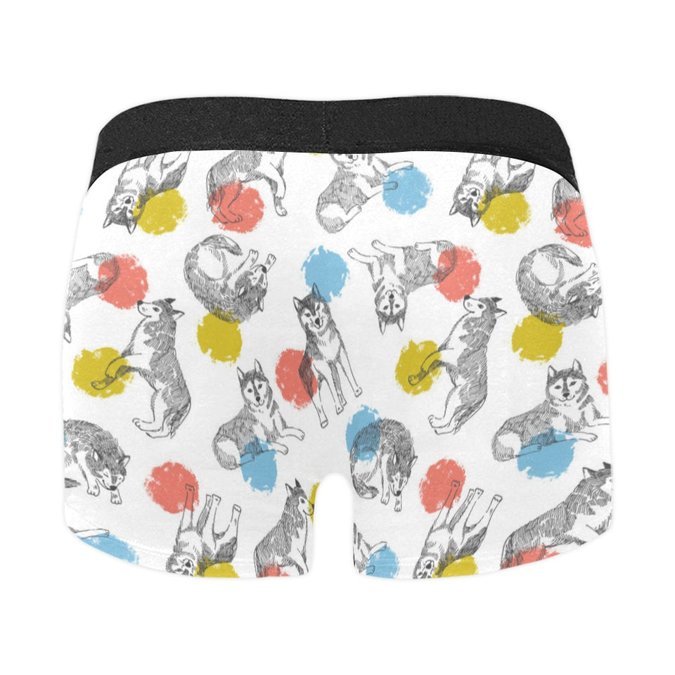 Siberian husky and colorful circle pattern Men's All Over Print Boxer Briefs Men's Underwear