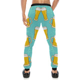 Beer pattern green background Unisex Casual Sweatpants