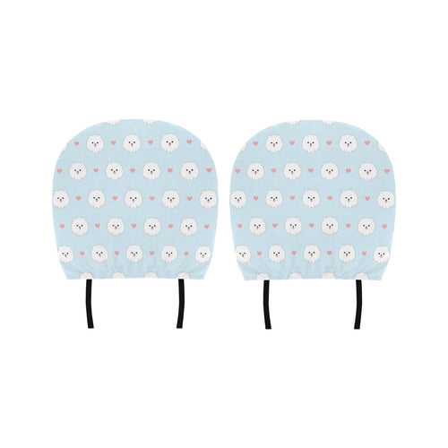 White cute pomeranian pattern Car Headrest Cover