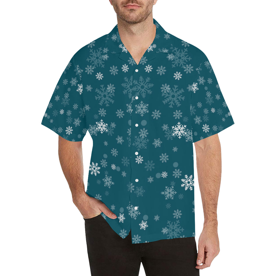 Snowflake pattern dark background Men's All Over Print Hawaiian Shirt