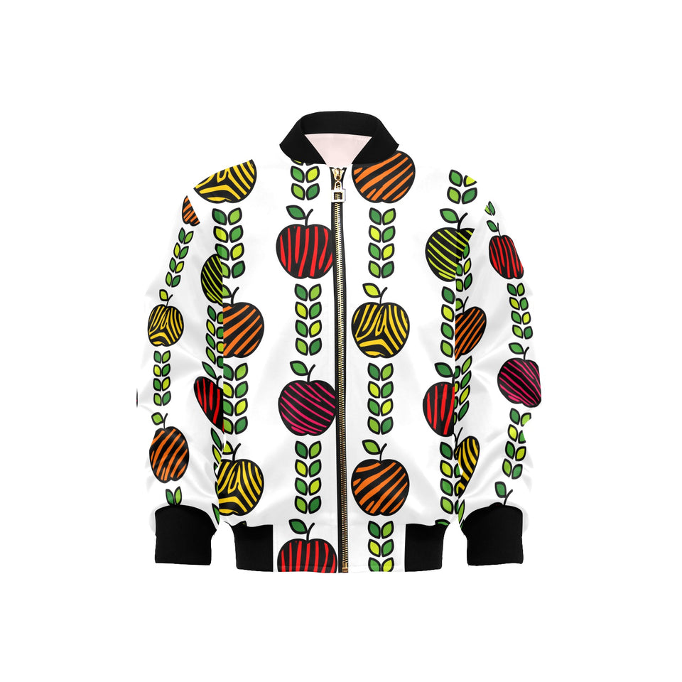 colorful apples leave zebra stripe Kids' Boys' Girls' Bomber Jacket