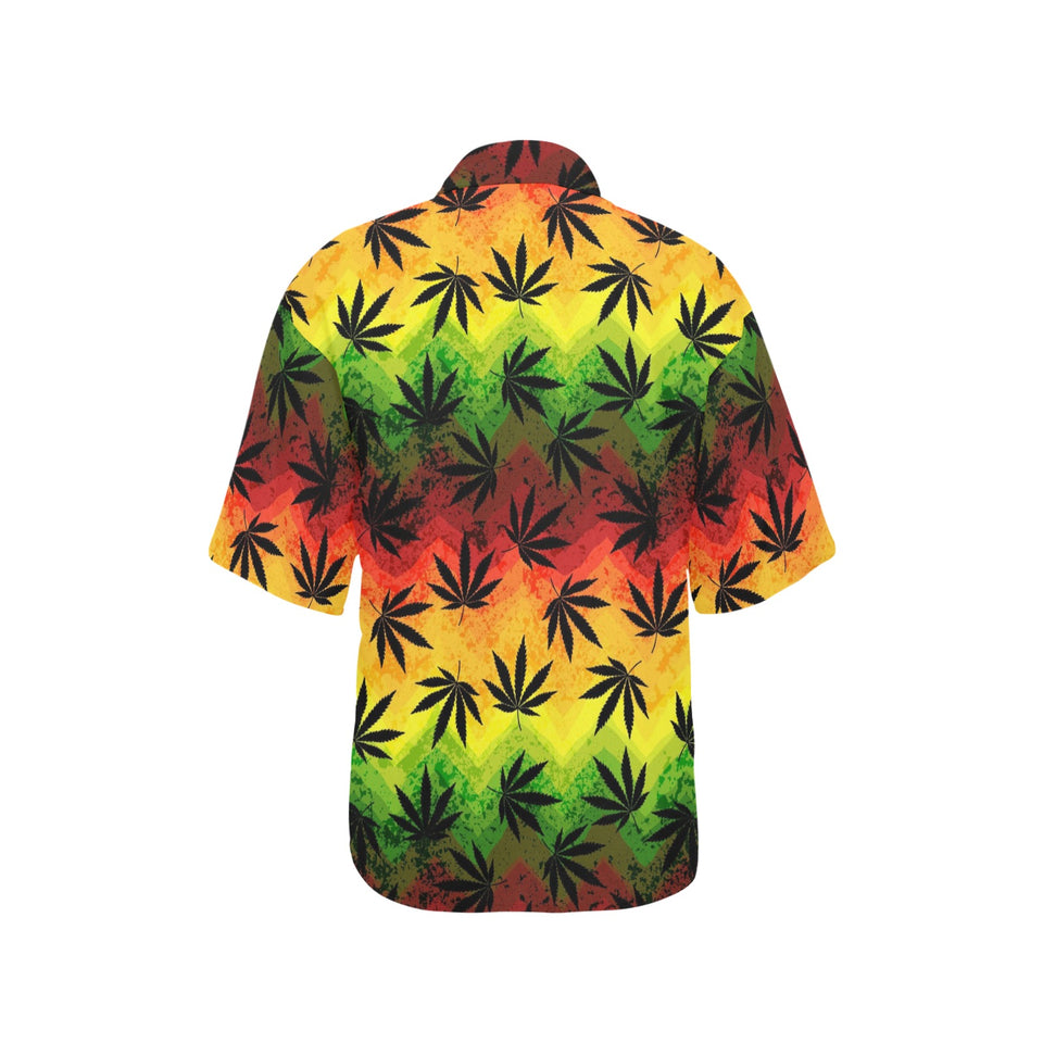 Canabis Marijuana Weed Pattern Print Design 03 Women's All Over Print Hawaiian Shirt