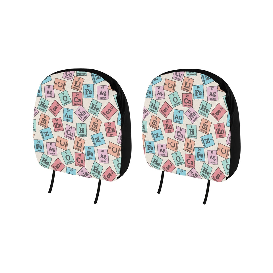 Chemistry Periodic Table Pattern Print Design 02 Car Headrest Cover