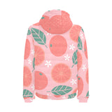 Grapefruit leaves flower pink background Men's Padded Hooded Jacket