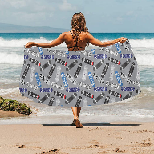 Skate Board Pattern Print Design 03 Beach Towel