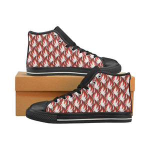 Fire flame symbol design pattern Women's High Top Canvas Shoes Black
