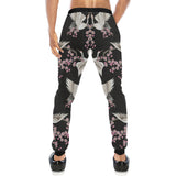 Japanese crane pink sakura pattern Unisex Casual Sweatpants