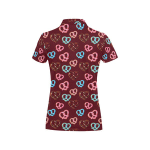 Pretzels Pattern Print Design 05 Women's All Over Print Polo Shirt