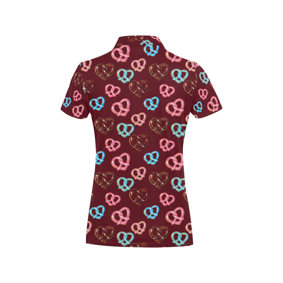 Pretzels Pattern Print Design 05 Women's All Over Print Polo Shirt