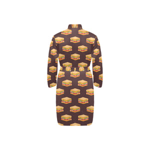 Sandwich Pattern Print Design 04 Men's Long Sleeve Belted Night Robe