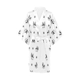 Cute french bulldog paw pattern Women's Short Kimono Robe