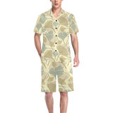 Ginkgo leaves design pattern Men's V-Neck Short Pajama Set