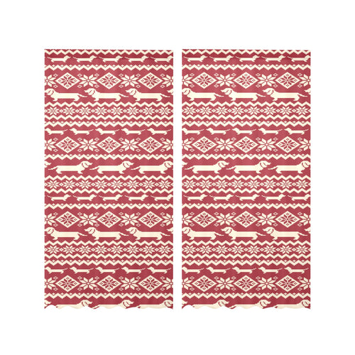 Dachshund Nordic pattern Gauze Curtain
