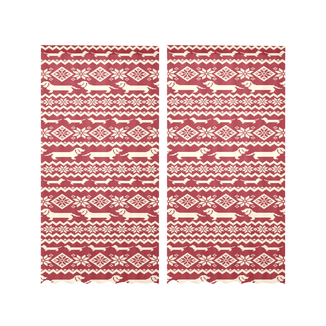 Dachshund Nordic pattern Gauze Curtain