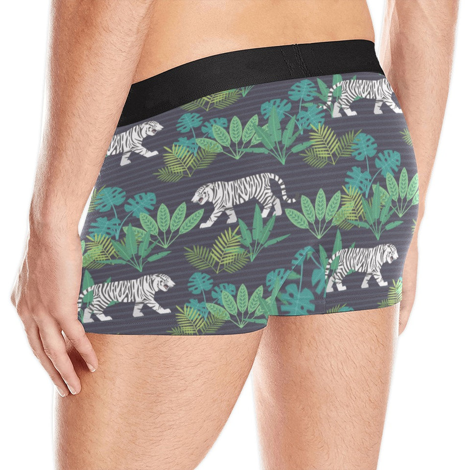 white bengal tigers tropical plant Men's All Over Print Boxer Briefs Men's Underwear