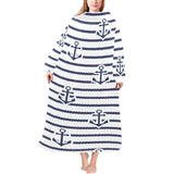 Anchor rope nautical pattern Blanket Robe with Sleeves