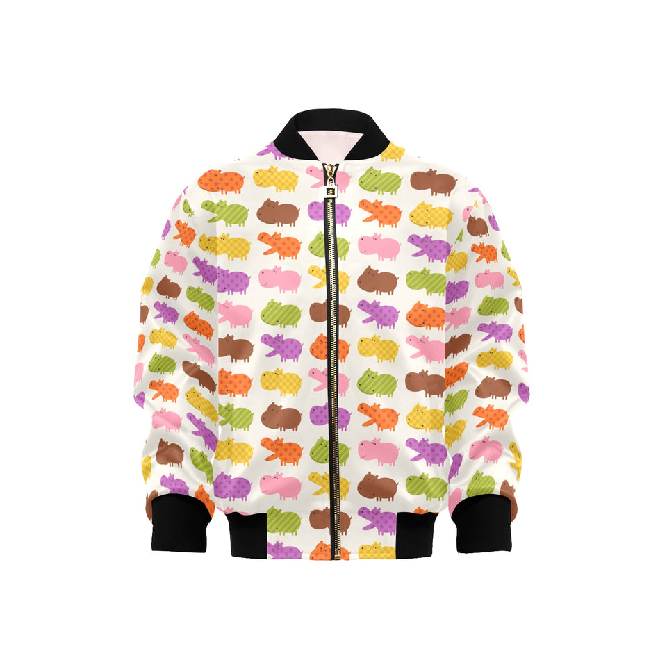 Hippopotamus Pattern Print Design 01 Kids' Boys' Girls' Bomber Jacket