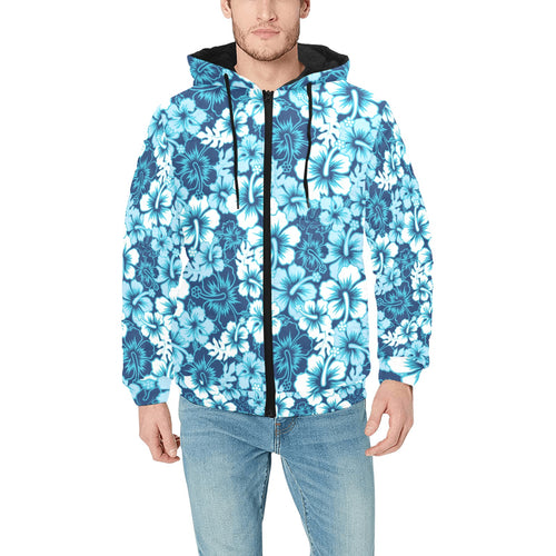 Hibiscus Pattern Print Design 03 Men's Padded Hooded Jacket