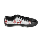 Deer tree snowflakes chrismas pattern Men's Low Top Canvas Shoes Black