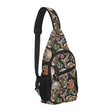 Skull rose humming bird flower pattern All Over Print Chest Bag