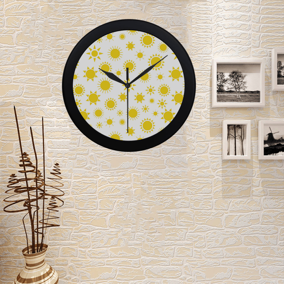 Sun pattern Elegant Black Wall Clock