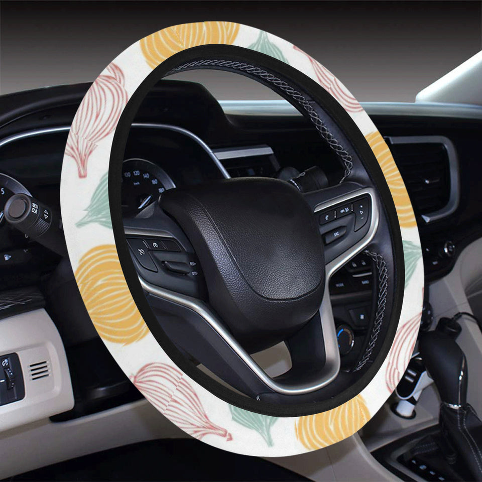 colorful onions white background Car Steering Wheel Cover