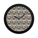 Happy pug pattern Elegant Black Wall Clock