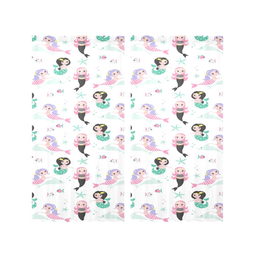 cute mermaid dolphin fish starfish pattern Gauze Curtain