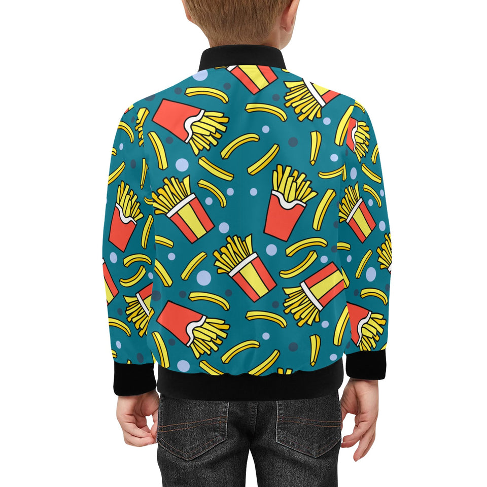 French fries red paper box pattern Kids' Boys' Girls' Bomber Jacket
