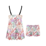 Coral Reef Pattern Print Design 03 Chest Sexy Pleated Two Piece Swim Dress