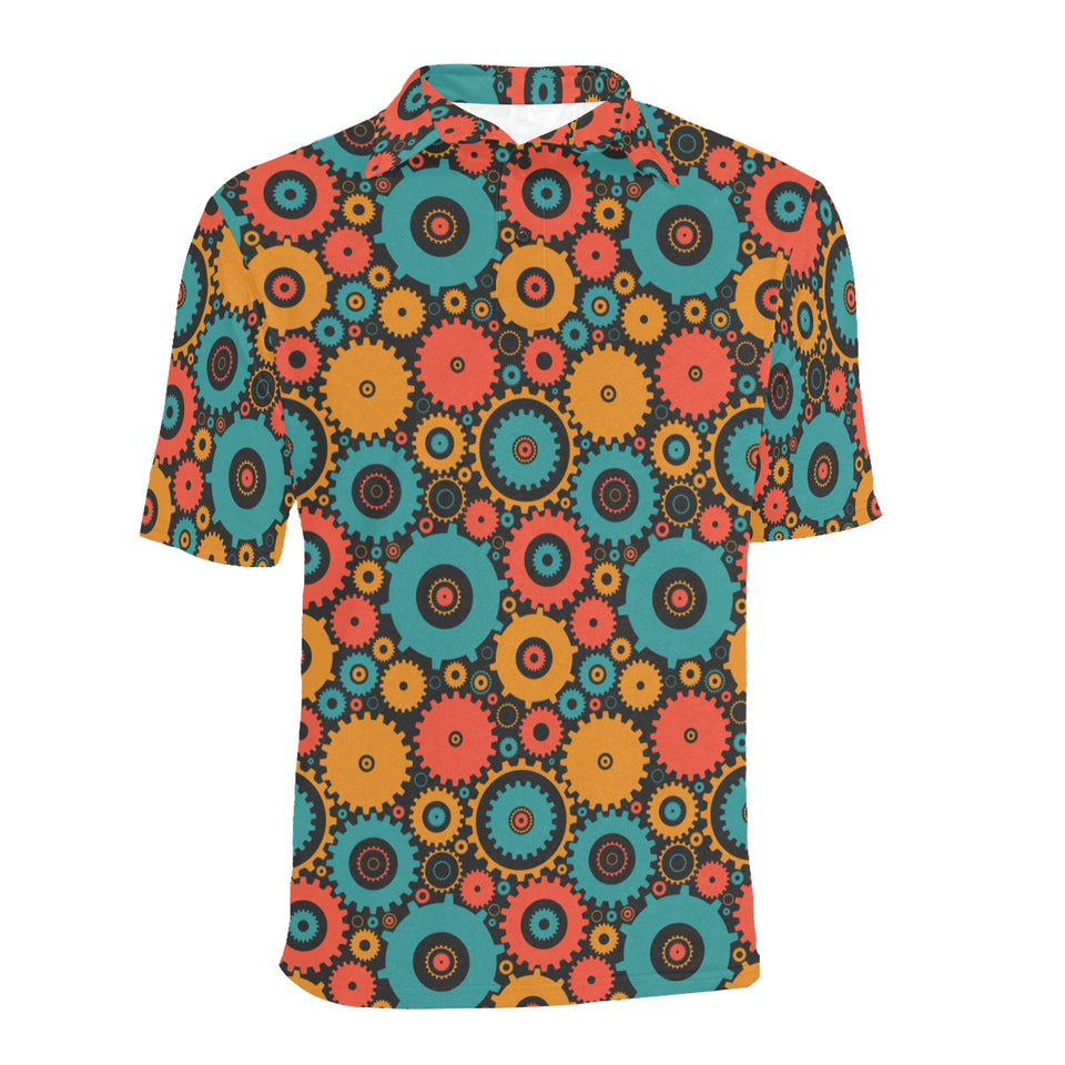 Gear Pattern Print Design 01 Men's All Over Print Polo Shirt