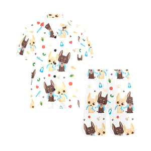 Cute Chihuahua dog pattern Men's V-Neck Short Pajama Set